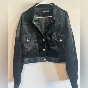 Velvet Cropped Black Jacket